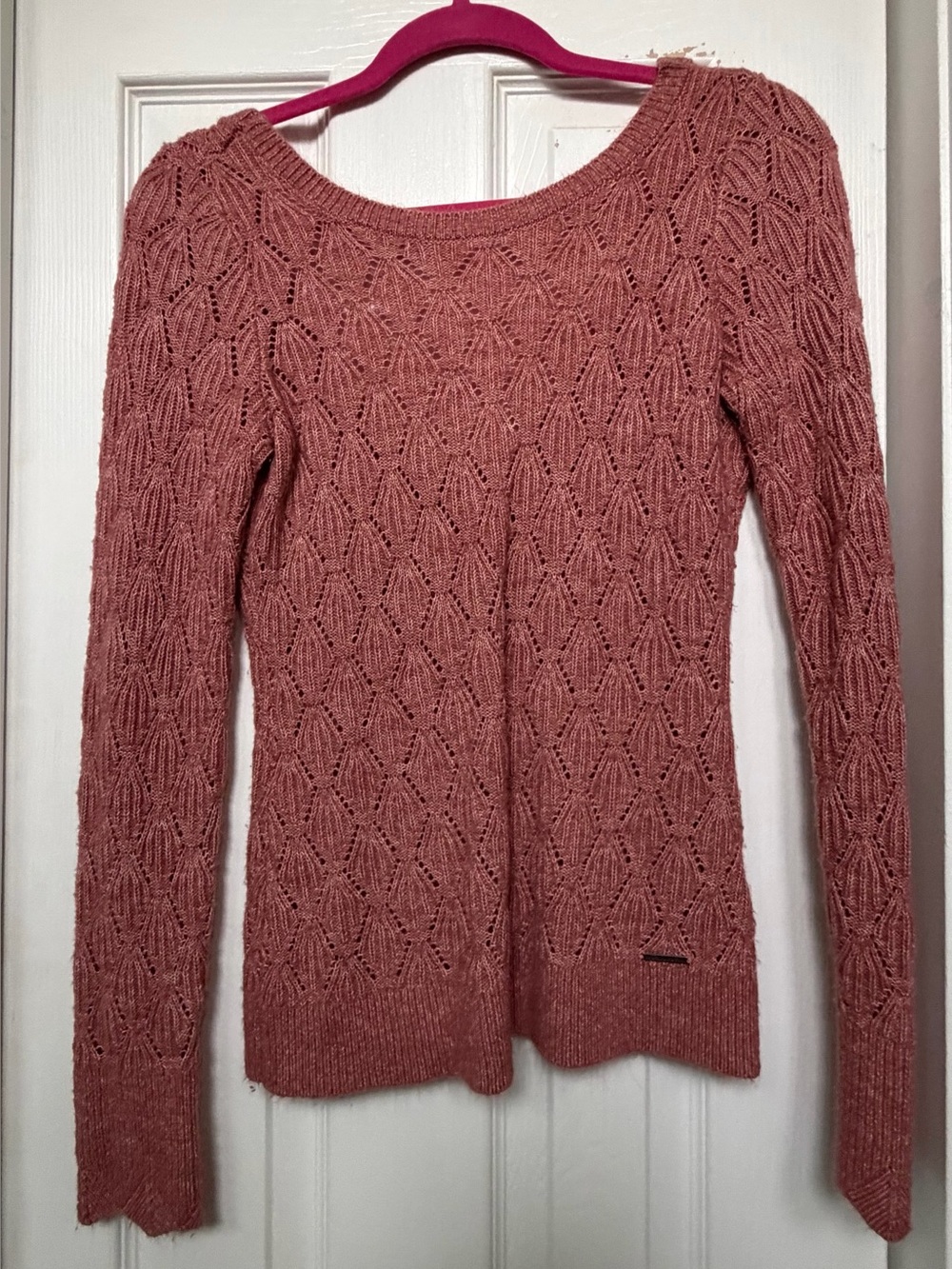 Abercrombie Womens low back Dusty Rose Open-Knit Lightweight Sweater